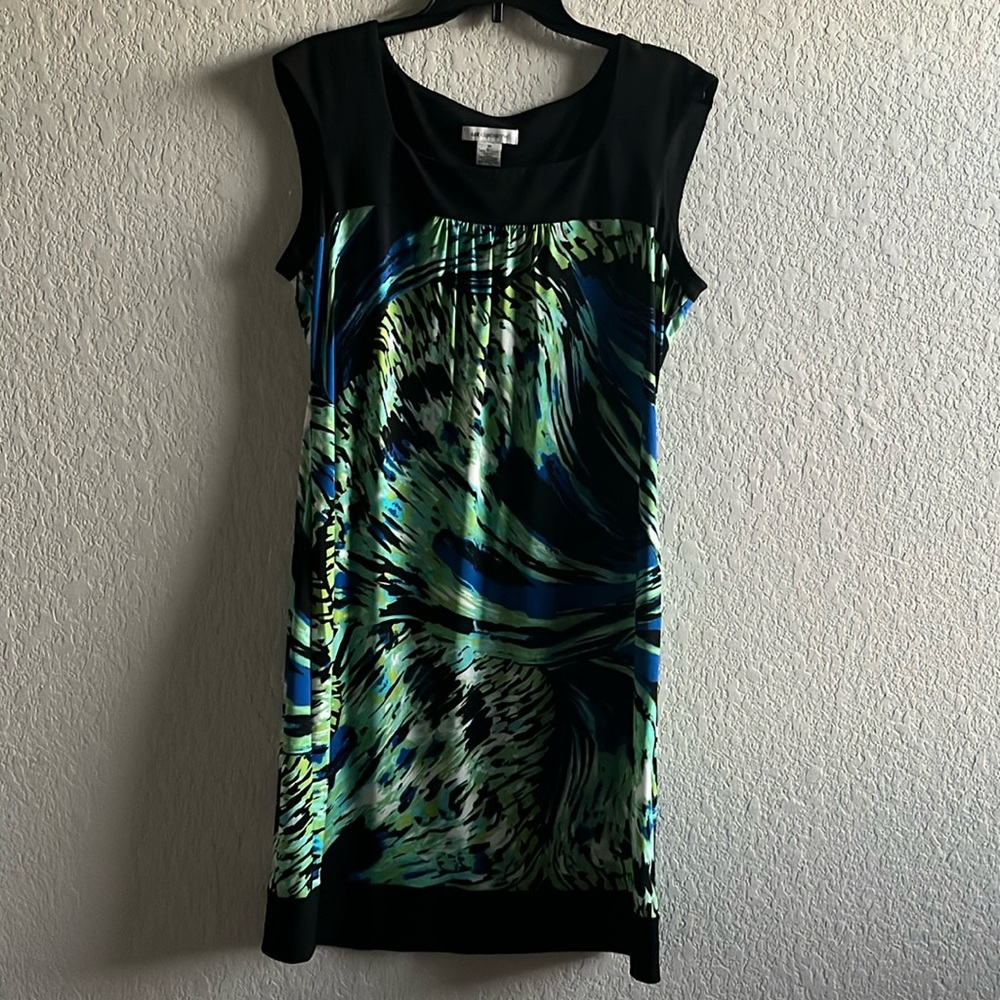 Liz Claiborne Blue Black and Green Dress